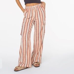 Roxy Striped Cotton Cargo Pants size XS